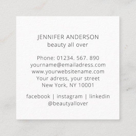 Modern bloemenvierkant visitekaartje (Achterkant)