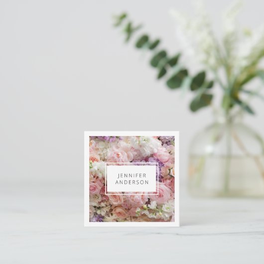 Modern bloemenvierkant visitekaartje (Staand voorkant)
