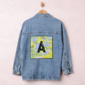 Modern bloemig Abstract geel stijlvol monogram Denim Jacket (Hangar)