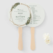 Modern bloemig geometrisch groen bruiloft programm handwaaier (Voorkant en achterkant)