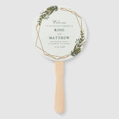 Modern bloemig geometrisch groen bruiloft programm handwaaier (Voorkant)