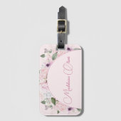 Modern bloemig roze elegant vrouwelijk bagagelabel (Voorkant (verticaal))