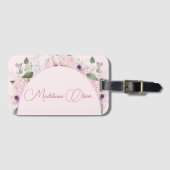 Modern bloemig roze elegant vrouwelijk bagagelabel (Voorkant (horizontaal))