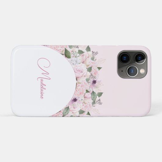Modern bloemig roze elegant vrouwelijk Case-Mate iPhone case (Achterkant (horizontaal))