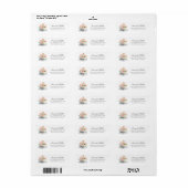 Modern bloemige theekop bruidsretouradreslabel etiket (Full Sheet)