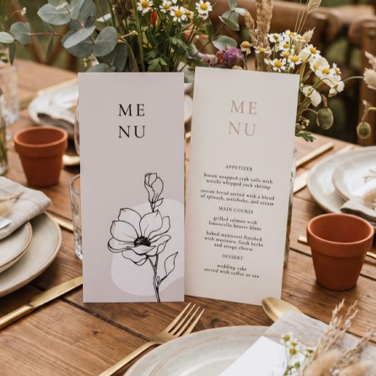 Modern Bloemistisch Boheems Trouwmenu Menu