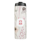 Modern bloemmonogram licht roze groen thermosbeker (Voorkant)