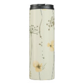 Modern bloemmonogram lichtgeel groen thermosbeker (Achterkant)
