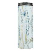 Modern bloemmonogram zacht blauw korenbloemen thermosbeker (Achterkant)