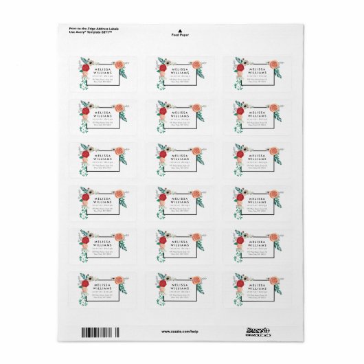  modern bloemmotief adreslabel etiket (Full Sheet)
