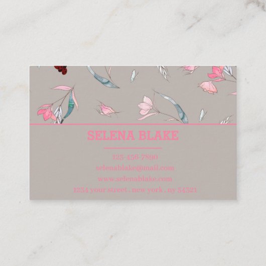 Modern bloemmotief | Elegant en professioneel Visitekaartje (Achterkant)
