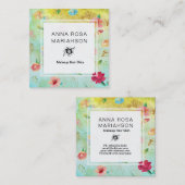 *~* Modern bloemmotief goud glitter Vierkante Visitekaartje (Voorkant / Achterkant)