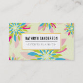 MODERN BLOEMMOTIEF goud logo bloem groen roze Visitekaartje (Voorkant)