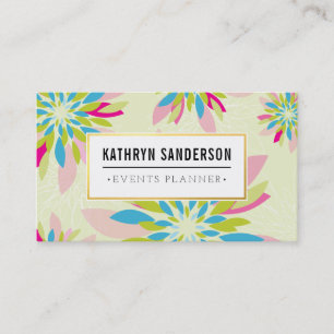 MODERN BLOEMMOTIEF goud logo bloem groen roze Visitekaartje
