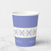 Modern bloemmotief in Periwinkle Papieren Bekers (Links)