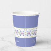 Modern bloemmotief in Periwinkle Papieren Bekers (Rechts)