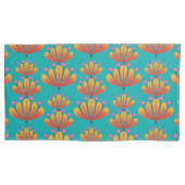 Modern Bloemmotief in Turquoise en Oranje Kussensloop (Voorkant)