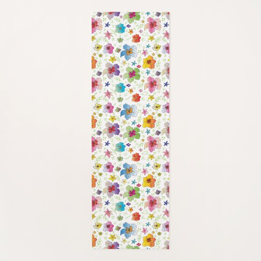 Modern bloemmotief kleurrijk yogamat (Voorkant)
