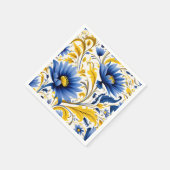 Modern bloemmotief met vloeiend blauw en geel servet (Hoek)