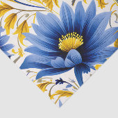 Modern bloemmotief met vloeiend blauw en geel tissuepapier (Detail)