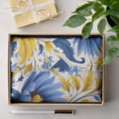 Modern bloemmotief met vloeiend blauw en geel tissuepapier (Geschenk)