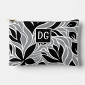 Modern Bloemmotief Monogram Zwarte Grijze Witte Etui (Voorkant)