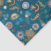 Modern bloemmotief op Blauwgroen achtergrond Tissuepapier (Detail)