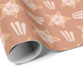 Modern bloemmotief op Terracotta Wrap Cadeaupapier (Rol Hoek)
