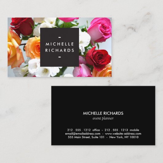 MODERN BLOEMMOTIEF voor EVENEMENTENPLANNERS en mee Visitekaartje (Voorkant / Achterkant)