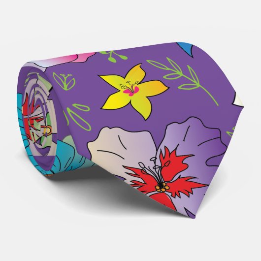 Modern bloemmotief Waterverf kleurrijk Stropdas (Opgerold)