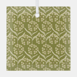 Modern Bloemmotief: Witte Schermbloemen Glas Ornament