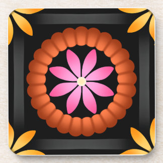 Modern bloemontwerp op zwarte achtergrond bier onderzetter