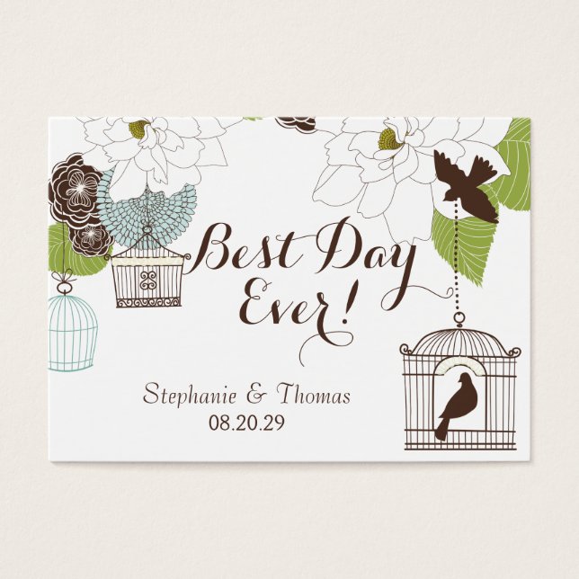 Modern bloemontwerp w Vogelkooien n Tortelduifjes  Visitekaartjes (Voorkant)