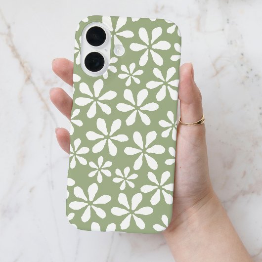 Modern Bloempatroon Chic Sage Groene Girly Bloemen Case-Mate iPhone Case