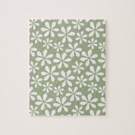 Modern bloempatroon Eenvoudige salie Groene Bloeme Legpuzzel