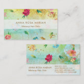*~* Modern  Bloempatroon Gouden Glitter Visitekaartje (Voorkant / Achterkant)