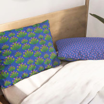 Modern bloempatroon in vioolblauw en groen