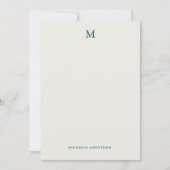 Modern Bloempatroon Monogram & Naam Notitiekaartje (Voorkant)