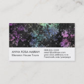 *~* Modern Bloempatroon Zwart Glitter  Visitekaartje (Achterkant)