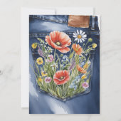 Modern Bloemrood Blauw Denim Blauw Jean Baby showe Kaart (Achterkant)