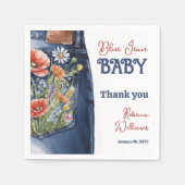Modern Bloemrood Blauw Denim Blauw Jean Baby showe Servet (Voorkant)