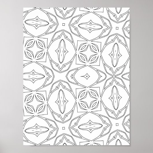 Modern Bloemtegels Patroon Kleurplaat Ontwerp Poster (Voorkant)
