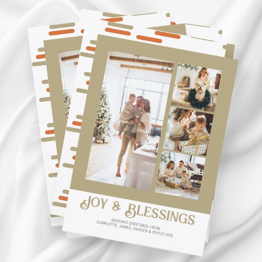 Modern Blok 4 Foto Kerstmis Gepersonaliseerd Feestdagenkaart