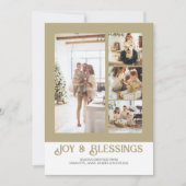 Modern Blok 4 Foto Kerstmis Gepersonaliseerd Feestdagenkaart (Voorkant)