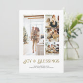 Modern Blok 4 Foto Kerstmis Gepersonaliseerd Feestdagenkaart (Staand voorkant)