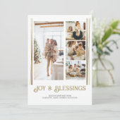 Modern Blok 4 Foto Kerstmis Gepersonaliseerd Feestdagenkaart (Staand voorkant)