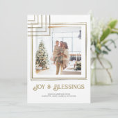 Modern Blok Foto Kerstmis Gepersonaliseerd Feestdagenkaart (Staand voorkant)