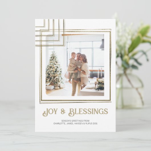 Modern Blok Foto Kerstmis Gepersonaliseerd Feestdagenkaart (Staand voorkant)