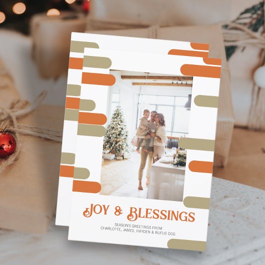 Modern Blok Foto Kerstmis Gepersonaliseerd Feestdagenkaart