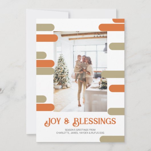 Modern Blok Foto Kerstmis Gepersonaliseerd Feestdagenkaart (Voorkant)